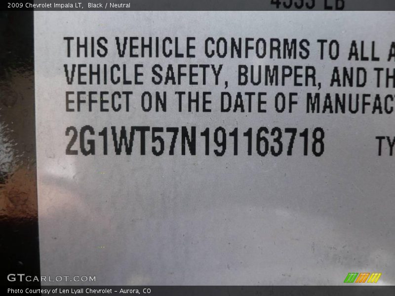 Black / Neutral 2009 Chevrolet Impala LT