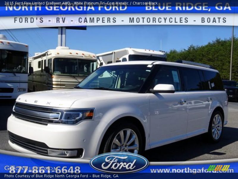 White Platinum Tri-Coat Metallic / Charcoal Black 2015 Ford Flex Limited EcoBoost AWD