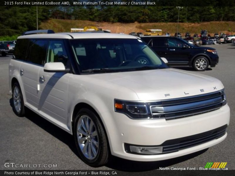 White Platinum Tri-Coat Metallic / Charcoal Black 2015 Ford Flex Limited EcoBoost AWD