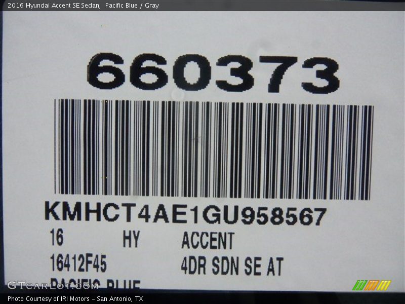 Pacific Blue / Gray 2016 Hyundai Accent SE Sedan