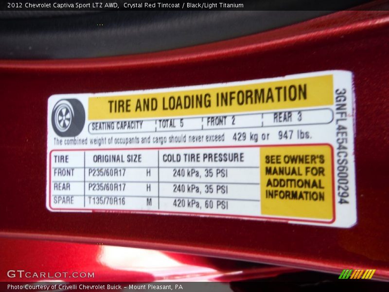 Crystal Red Tintcoat / Black/Light Titanium 2012 Chevrolet Captiva Sport LTZ AWD