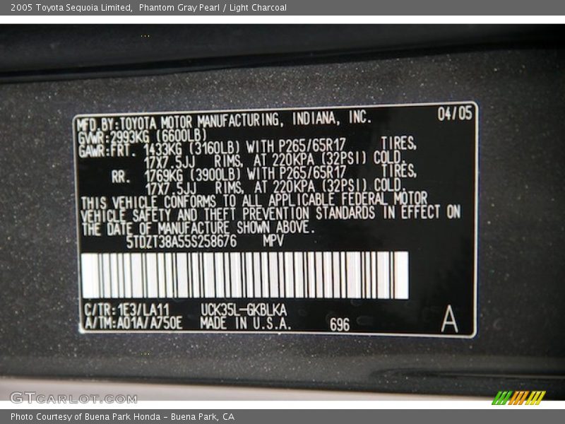 Phantom Gray Pearl / Light Charcoal 2005 Toyota Sequoia Limited