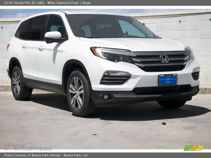 White Diamond Pearl / Beige 2016 Honda Pilot EX AWD