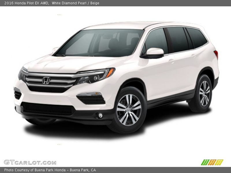 White Diamond Pearl / Beige 2016 Honda Pilot EX AWD