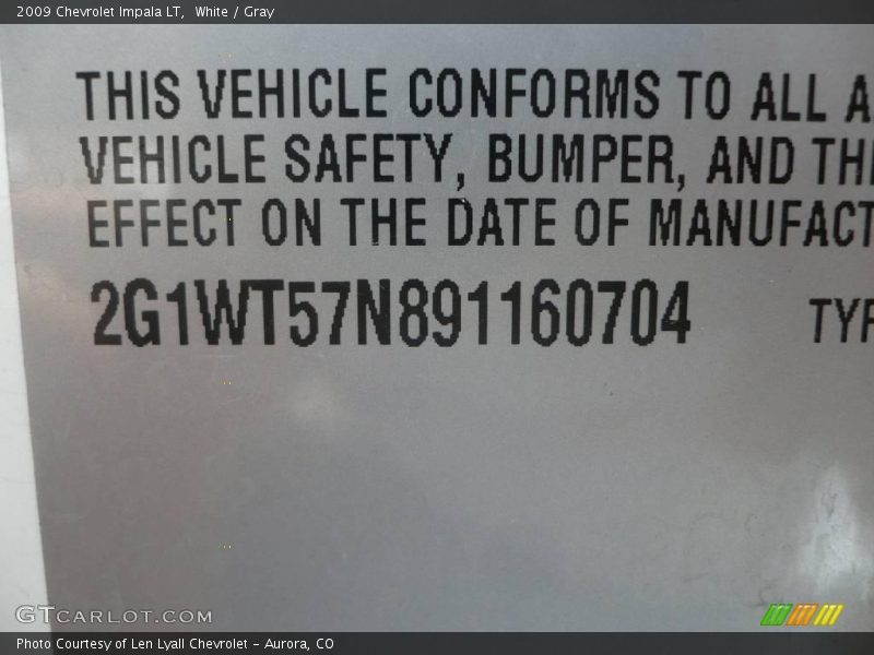 White / Gray 2009 Chevrolet Impala LT