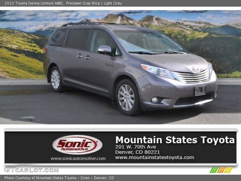 Predawn Gray Mica / Light Gray 2013 Toyota Sienna Limited AWD