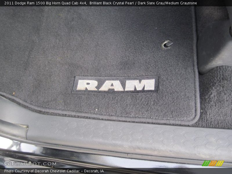 Brilliant Black Crystal Pearl / Dark Slate Gray/Medium Graystone 2011 Dodge Ram 1500 Big Horn Quad Cab 4x4