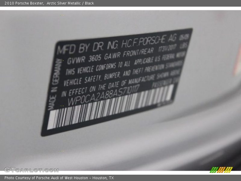 Arctic Silver Metallic / Black 2010 Porsche Boxster