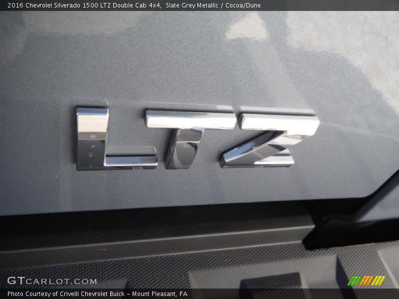 Slate Grey Metallic / Cocoa/Dune 2016 Chevrolet Silverado 1500 LTZ Double Cab 4x4