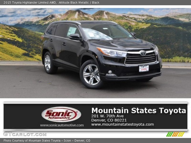 Attitude Black Metallic / Black 2015 Toyota Highlander Limited AWD