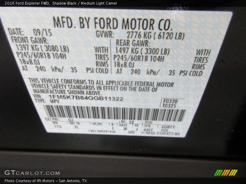 Shadow Black / Medium Light Camel 2016 Ford Explorer FWD
