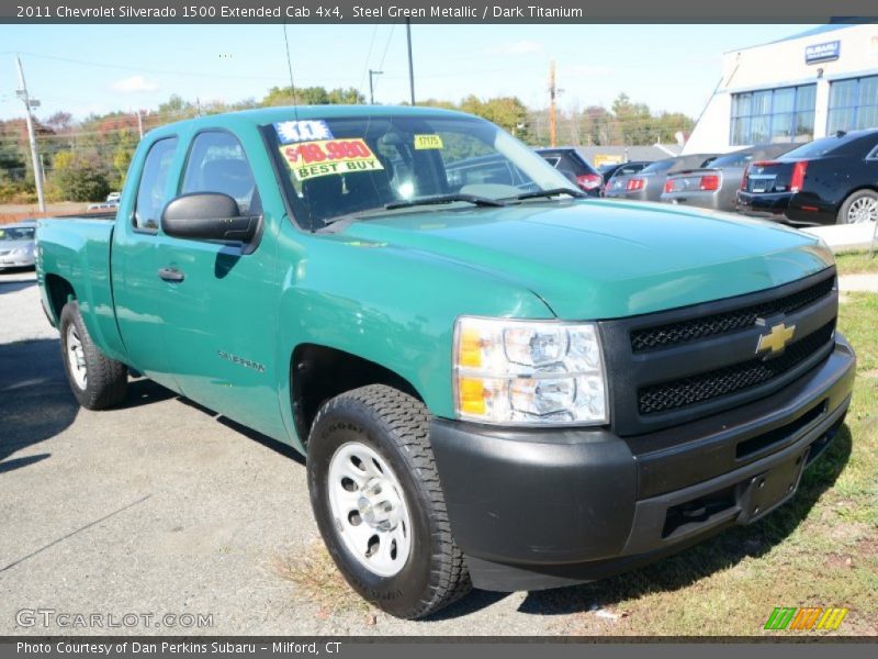 Steel Green Metallic / Dark Titanium 2011 Chevrolet Silverado 1500 Extended Cab 4x4