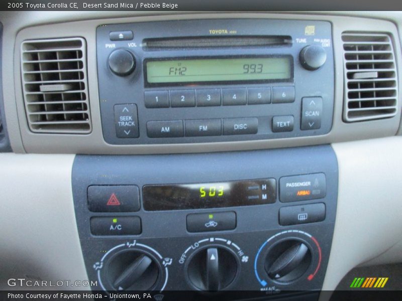 Controls of 2005 Corolla CE