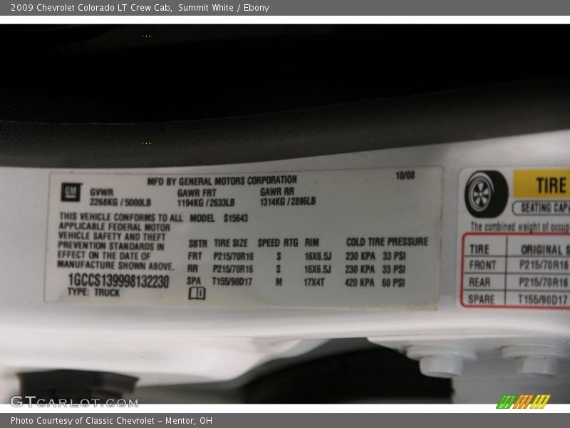 Summit White / Ebony 2009 Chevrolet Colorado LT Crew Cab