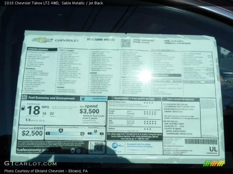 Sable Metallic / Jet Black 2016 Chevrolet Tahoe LTZ 4WD