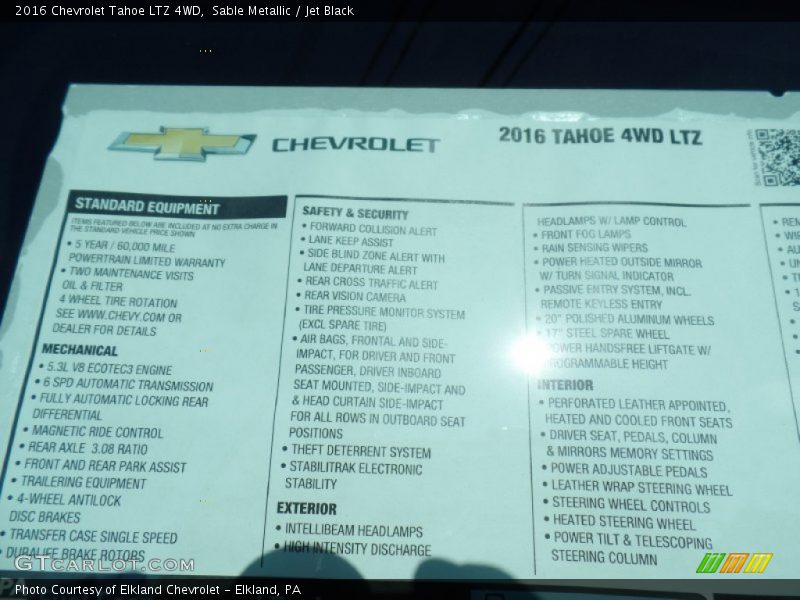 Sable Metallic / Jet Black 2016 Chevrolet Tahoe LTZ 4WD