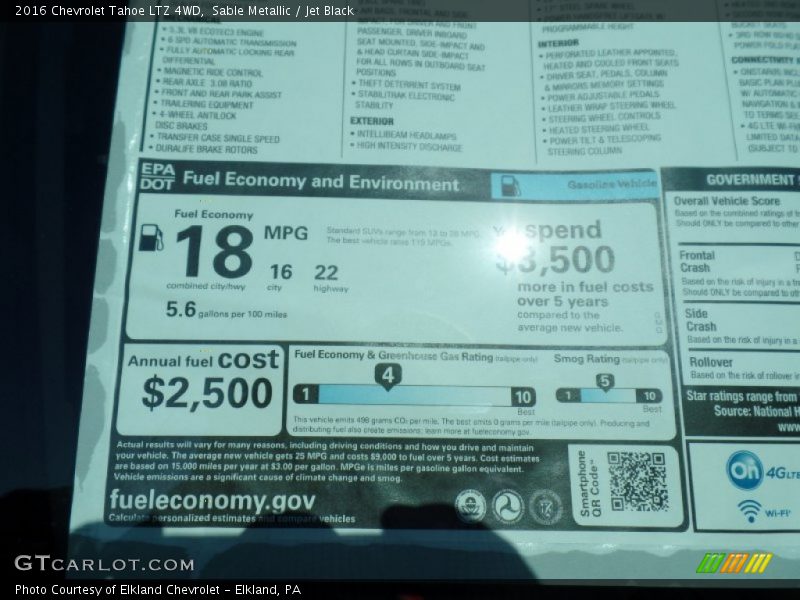 Sable Metallic / Jet Black 2016 Chevrolet Tahoe LTZ 4WD
