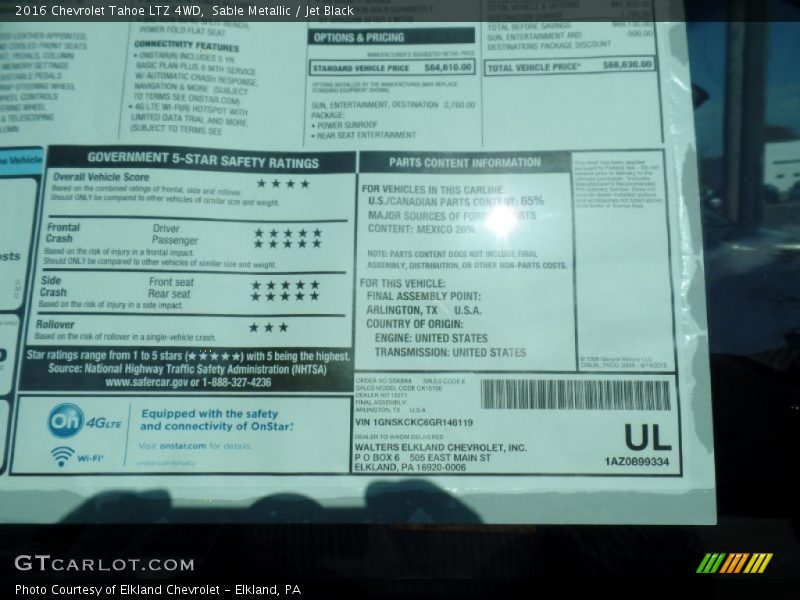 Sable Metallic / Jet Black 2016 Chevrolet Tahoe LTZ 4WD