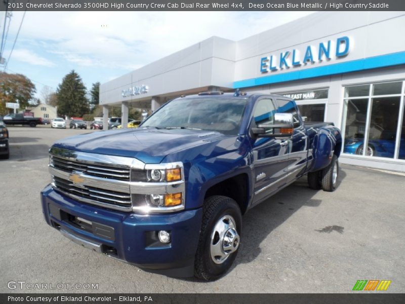 Deep Ocean Blue Metallic / High Country Saddle 2015 Chevrolet Silverado 3500HD High Country Crew Cab Dual Rear Wheel 4x4