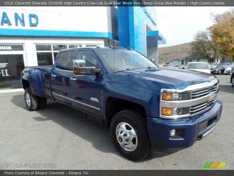 Deep Ocean Blue Metallic / High Country Saddle 2015 Chevrolet Silverado 3500HD High Country Crew Cab Dual Rear Wheel 4x4