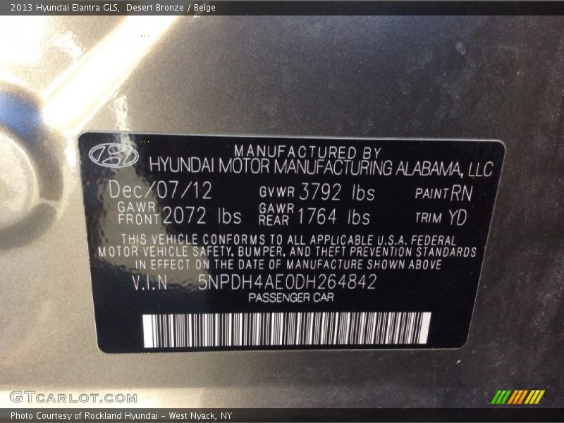 Desert Bronze / Beige 2013 Hyundai Elantra GLS
