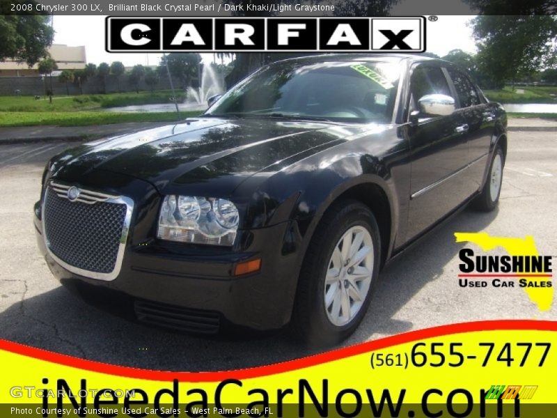 Brilliant Black Crystal Pearl / Dark Khaki/Light Graystone 2008 Chrysler 300 LX