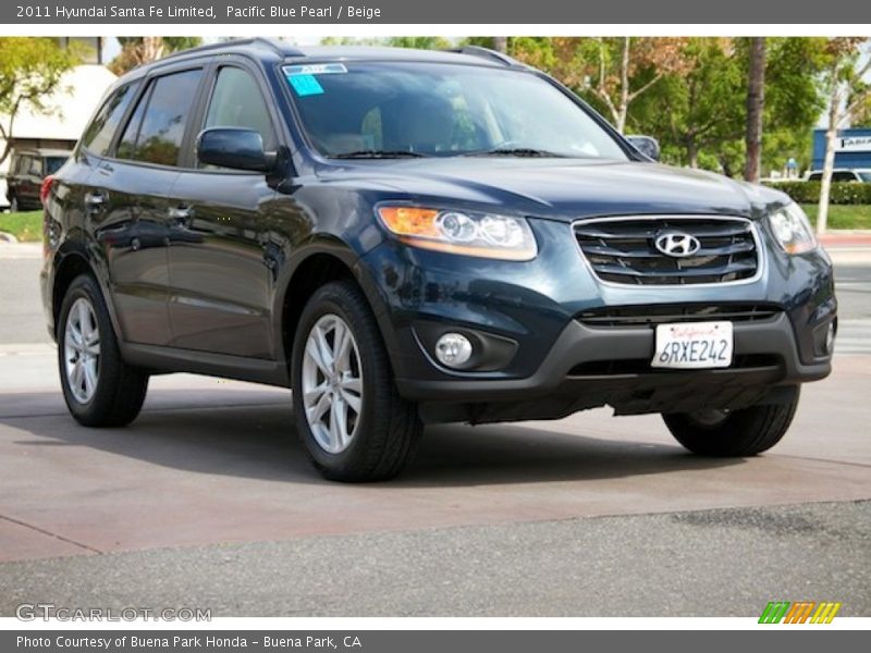Pacific Blue Pearl / Beige 2011 Hyundai Santa Fe Limited