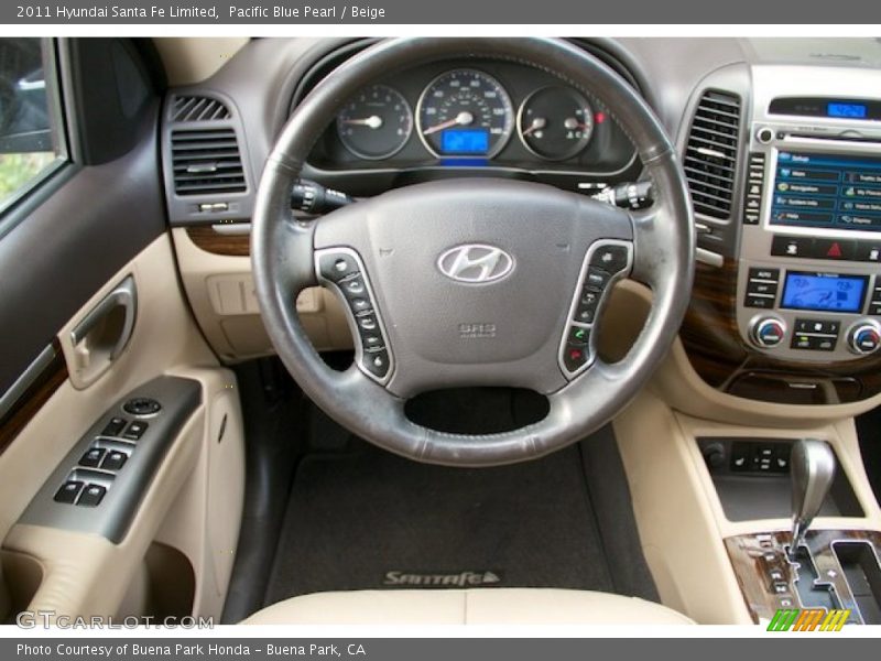 Pacific Blue Pearl / Beige 2011 Hyundai Santa Fe Limited