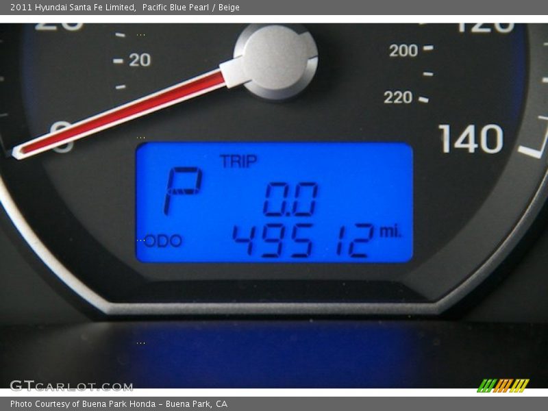 Pacific Blue Pearl / Beige 2011 Hyundai Santa Fe Limited