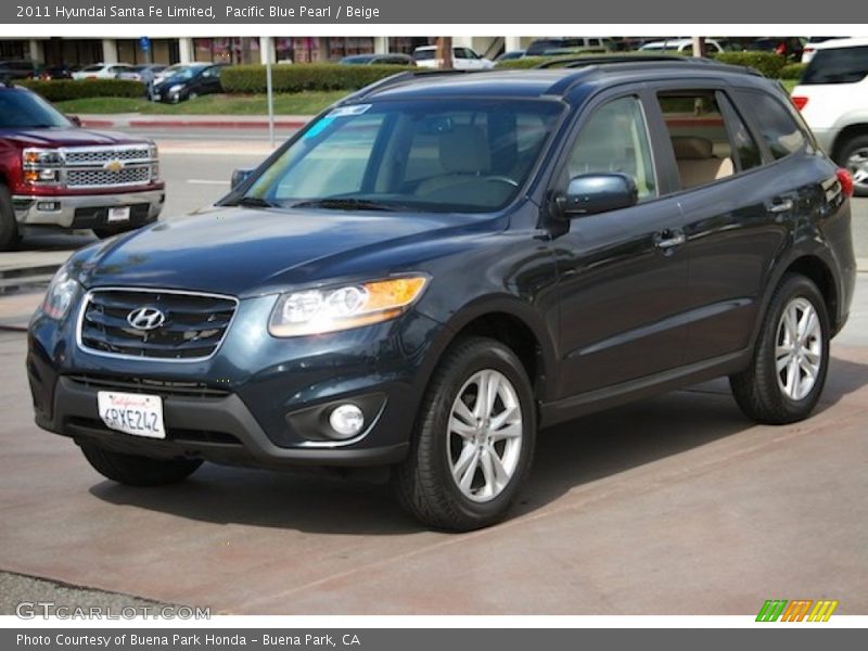 Pacific Blue Pearl / Beige 2011 Hyundai Santa Fe Limited