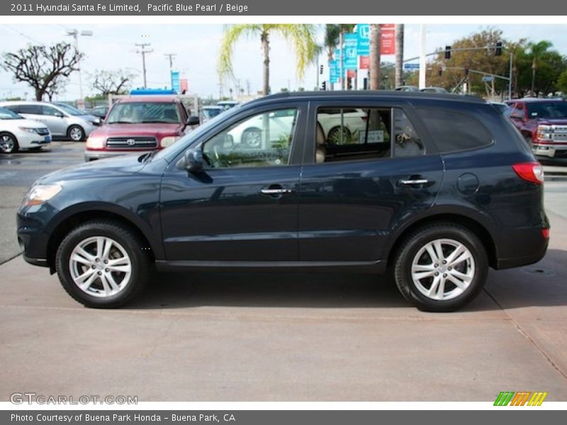 Pacific Blue Pearl / Beige 2011 Hyundai Santa Fe Limited