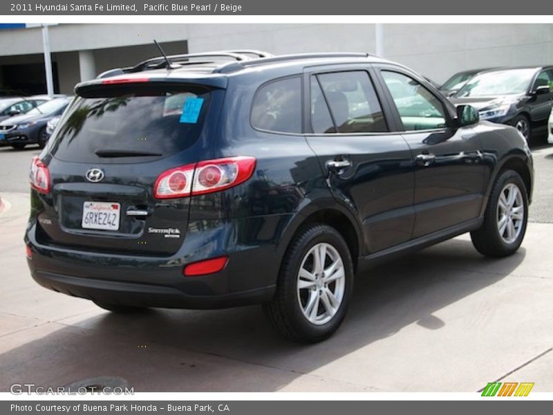 Pacific Blue Pearl / Beige 2011 Hyundai Santa Fe Limited