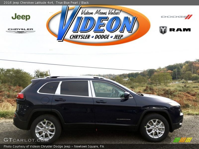 True Blue Pearl / Black 2016 Jeep Cherokee Latitude 4x4