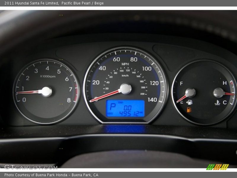 Pacific Blue Pearl / Beige 2011 Hyundai Santa Fe Limited