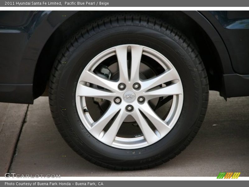 Pacific Blue Pearl / Beige 2011 Hyundai Santa Fe Limited