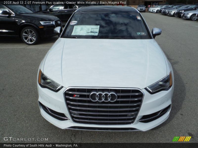 Glacier White Metallic / Black/Magma Red 2016 Audi S3 2.0T Premium Plus quattro