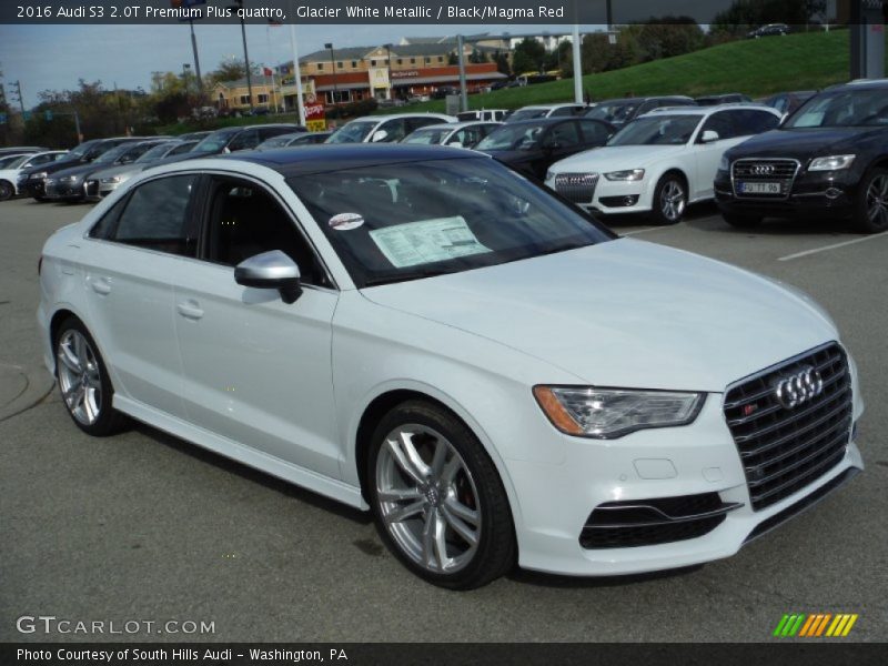 Glacier White Metallic / Black/Magma Red 2016 Audi S3 2.0T Premium Plus quattro