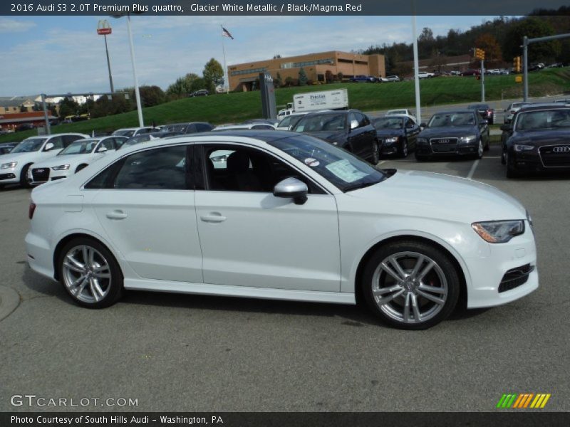 Glacier White Metallic / Black/Magma Red 2016 Audi S3 2.0T Premium Plus quattro