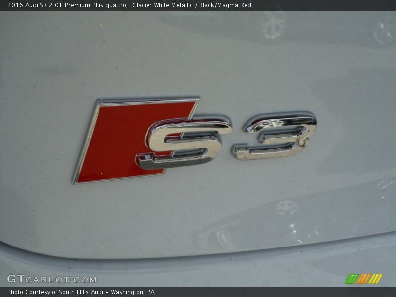 Glacier White Metallic / Black/Magma Red 2016 Audi S3 2.0T Premium Plus quattro