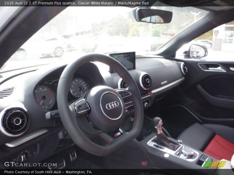 Glacier White Metallic / Black/Magma Red 2016 Audi S3 2.0T Premium Plus quattro