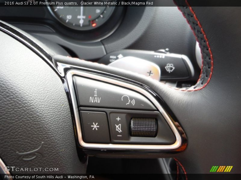 Glacier White Metallic / Black/Magma Red 2016 Audi S3 2.0T Premium Plus quattro