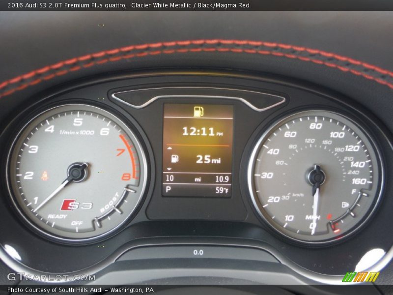 Glacier White Metallic / Black/Magma Red 2016 Audi S3 2.0T Premium Plus quattro