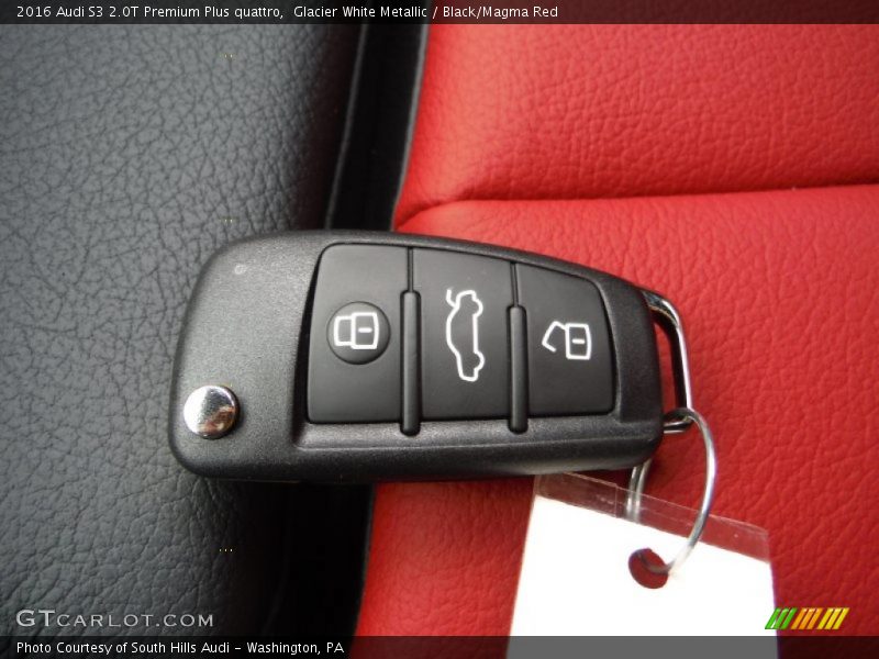 Glacier White Metallic / Black/Magma Red 2016 Audi S3 2.0T Premium Plus quattro