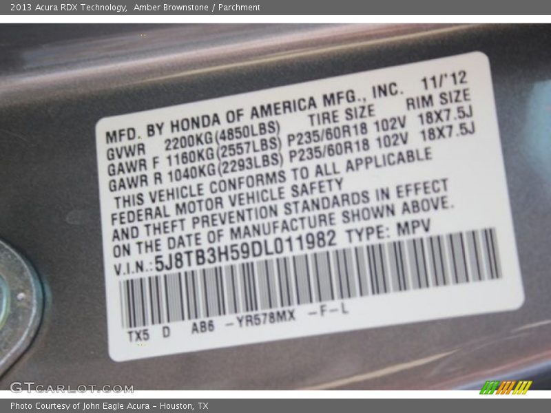 Amber Brownstone / Parchment 2013 Acura RDX Technology