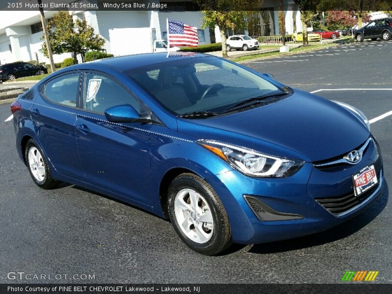 Windy Sea Blue / Beige 2015 Hyundai Elantra SE Sedan