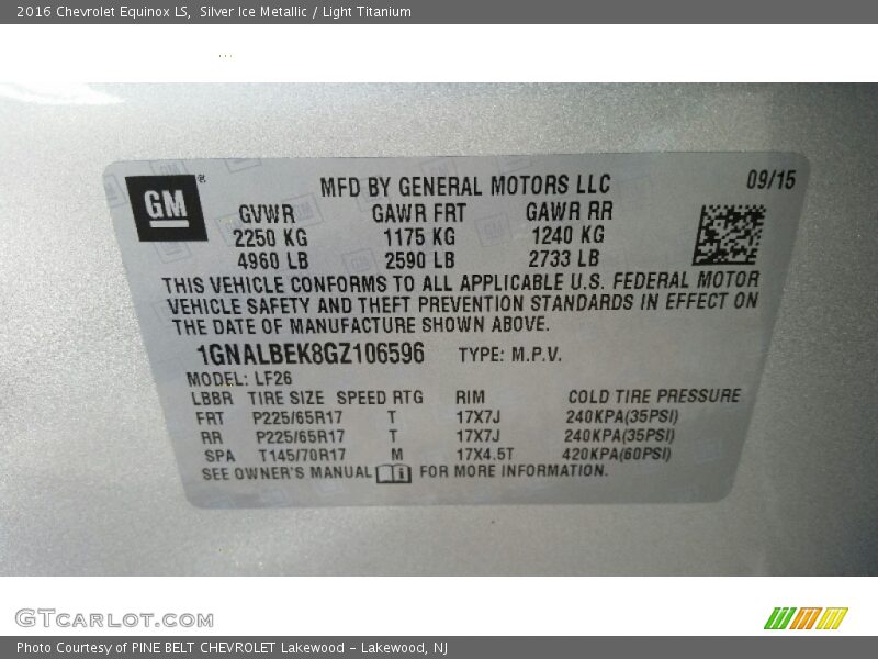 Silver Ice Metallic / Light Titanium 2016 Chevrolet Equinox LS