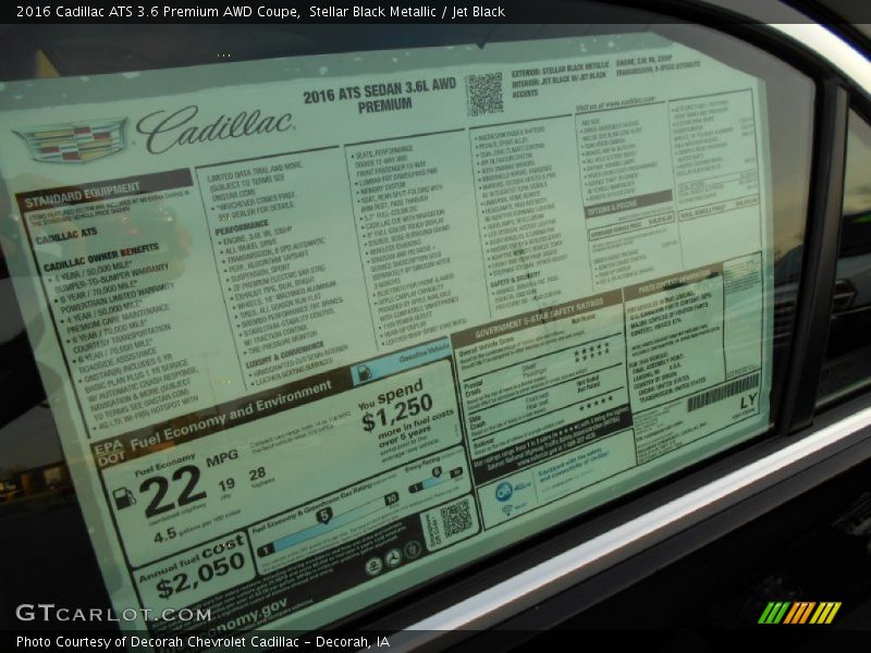  2016 ATS 3.6 Premium AWD Coupe Window Sticker