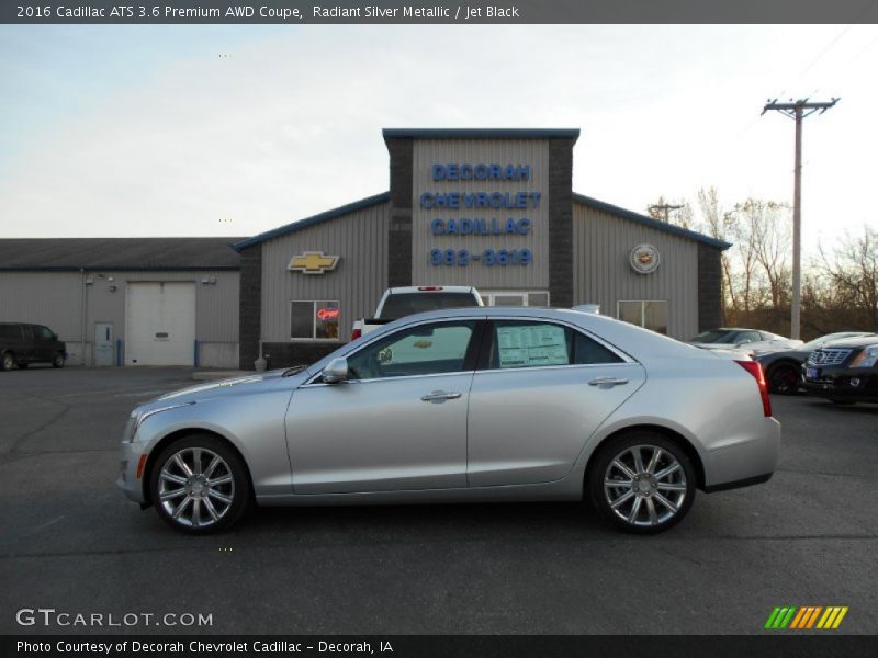 Radiant Silver Metallic / Jet Black 2016 Cadillac ATS 3.6 Premium AWD Coupe