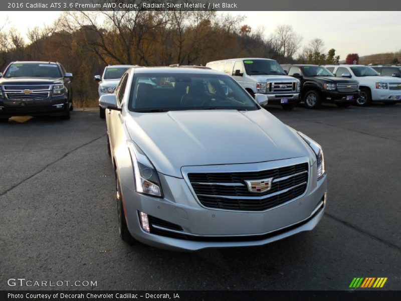 Radiant Silver Metallic / Jet Black 2016 Cadillac ATS 3.6 Premium AWD Coupe