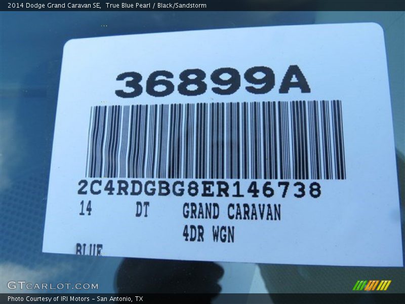 True Blue Pearl / Black/Sandstorm 2014 Dodge Grand Caravan SE